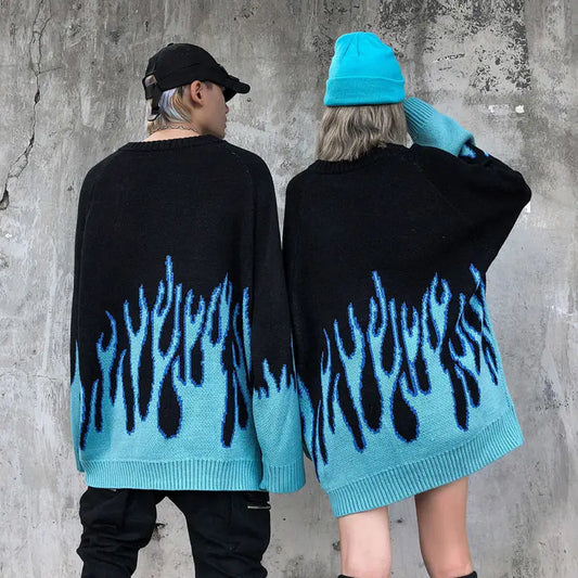 Blue flame knit sweater