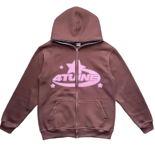 Brown full zip hoodie - S