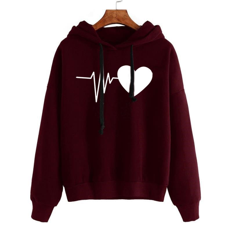 Flowunik Heart Love Women's Hooded Sweatshirt