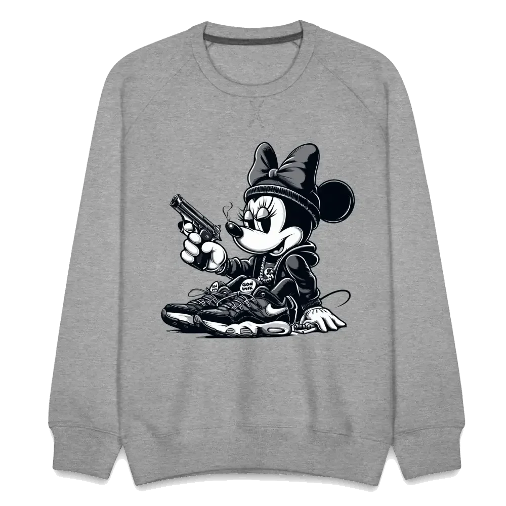 Sweat ras-du-cou Premium Homme Minnie mouse Gangster - gris chiné