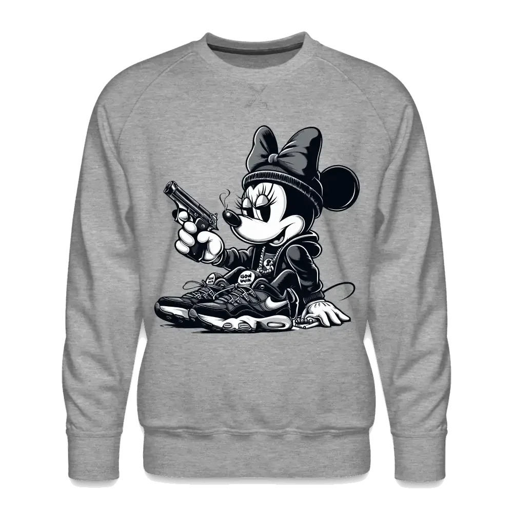 Sweat ras-du-cou Premium Homme Minnie mouse Gangster - gris chiné
