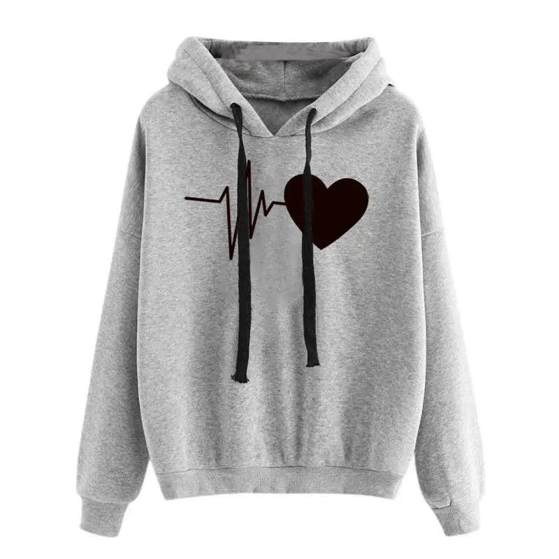 Sweatshirt à capuche pour femme Flowunik Heart Love - Grey /