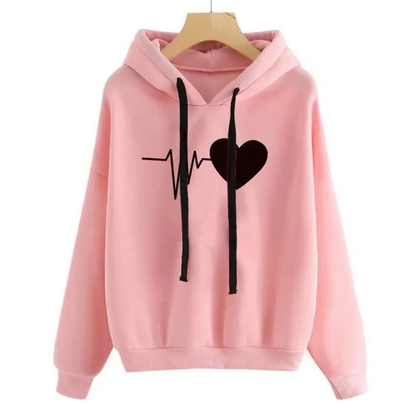 Sweatshirt à capuche pour femme Flowunik Heart Love - Pink /