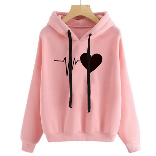 Sweatshirt à capuche pour femme Flowunik Heart Love - Pink /