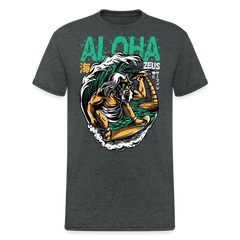T-shirt Aloha Zeus : Le Dieu Surfeur - gris foncé chiné