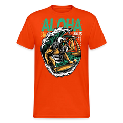T-shirt Aloha Zeus : Le Dieu Surfeur - orange