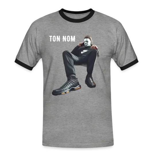 T-shirt contrasté Homme Michael Myers Personnalisable - gris chiné/noir