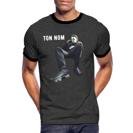 T-shirt contrasté Homme Michael Myers Personnalisable - anthracite/noir