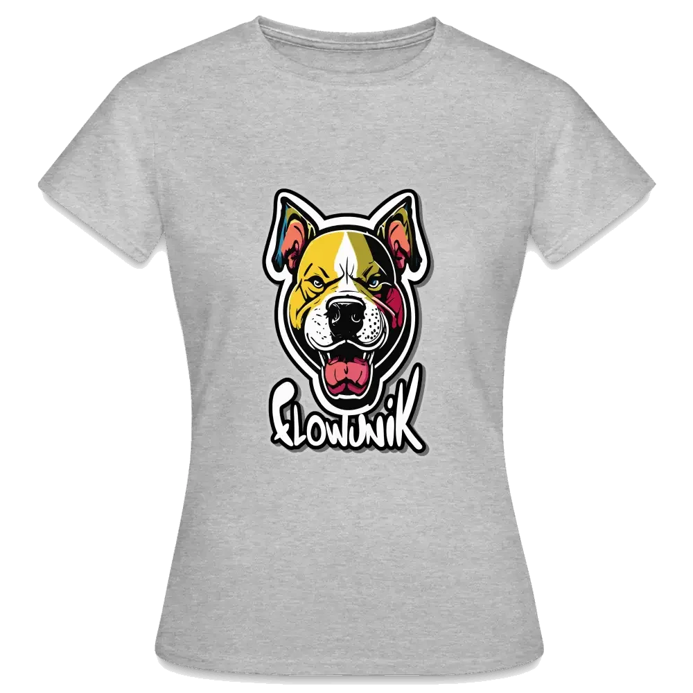 T-shirt Femme Pitbull Flowunik - gris chiné