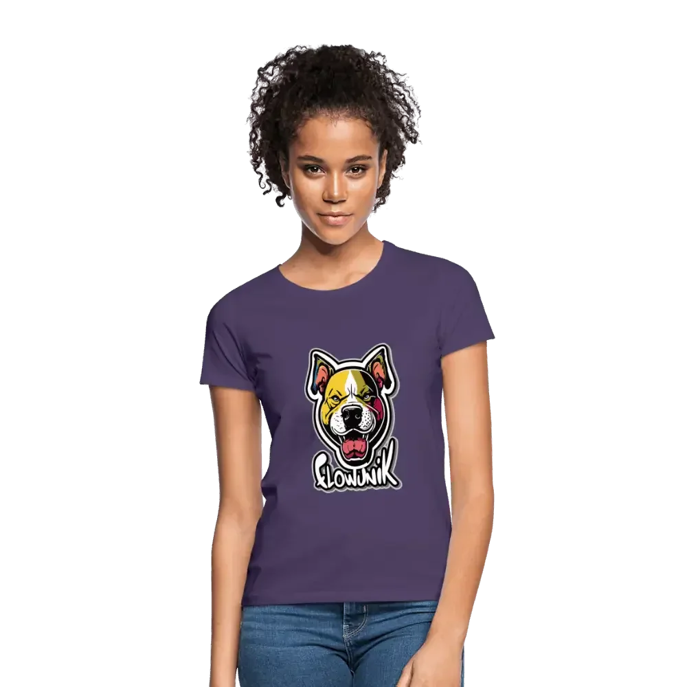 T-shirt Femme Pitbull Flowunik - violet foncé