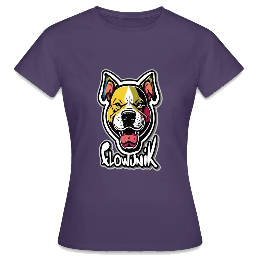 T-shirt Femme Pitbull Flowunik - violet foncé